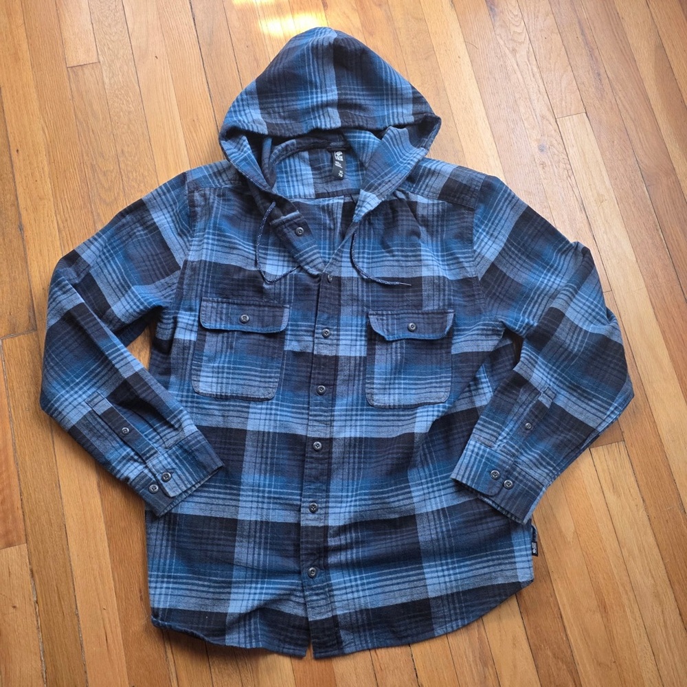 Mountain Hardwear blue plaid button up hoodie